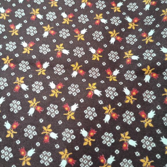 Brown Floral #1476 Cotton Quilting Fabric – 1 Yard x 44” Sewing Material - Picture 4 of 5